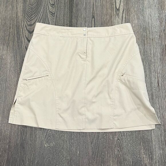 Izod Golf Tennis Mini Skirt A-line High Rise Relaxed Athletic Fit Beige Size 10 - Picture 1 of 6